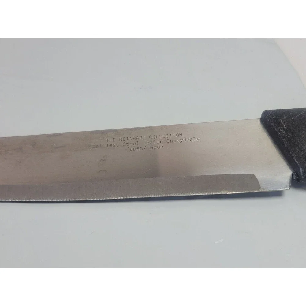 The Reinhart Collection Japan Stainless Steel Serrated Chef Knife Black Handle